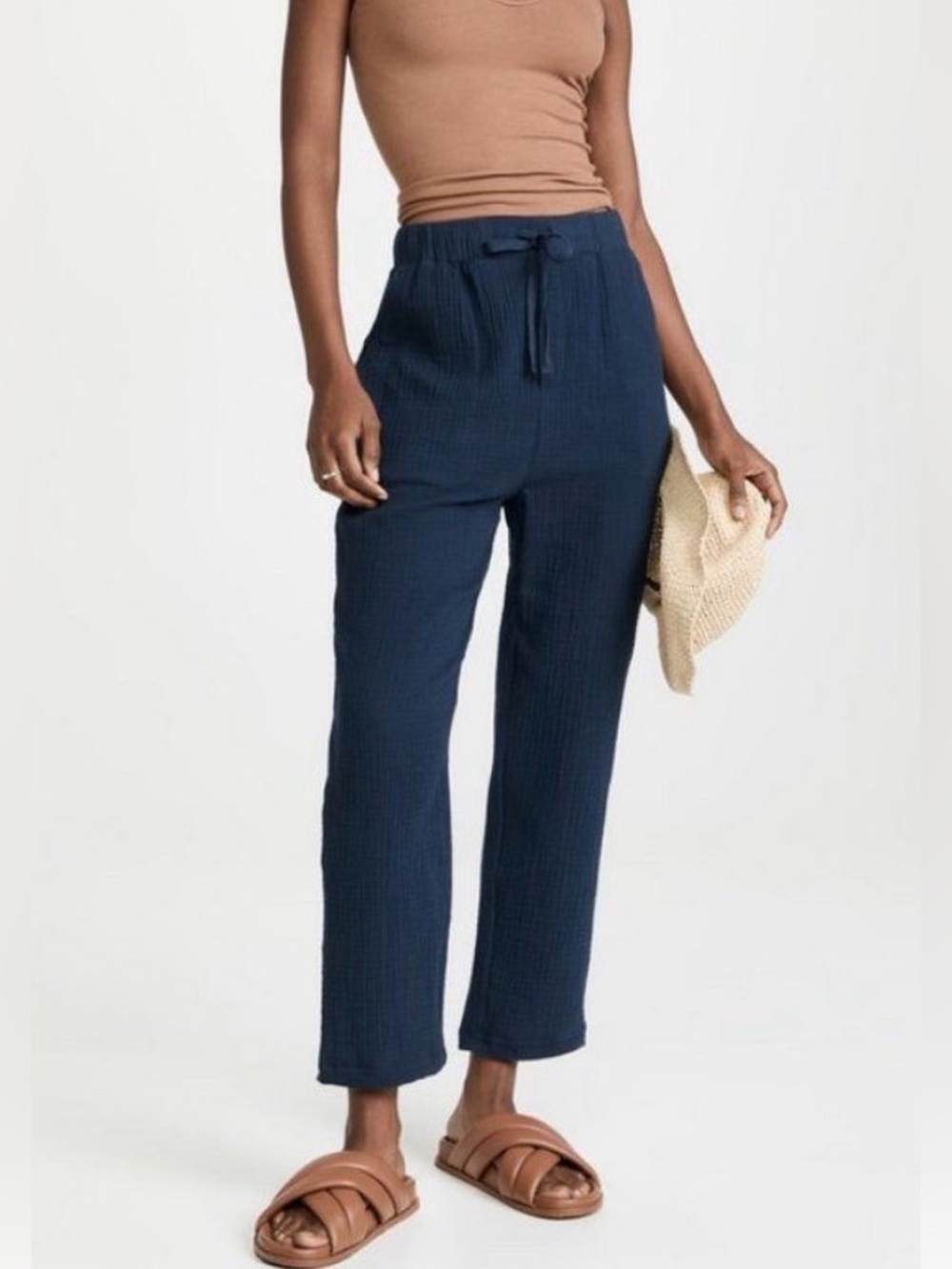 Z supply mila gauze drawstring pants navy blue size medium